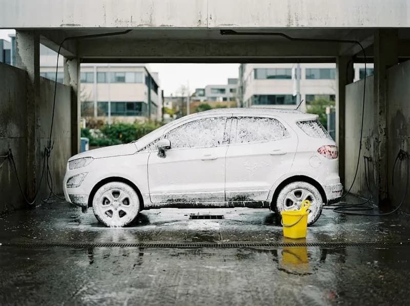 Carro coberto de espuma na box