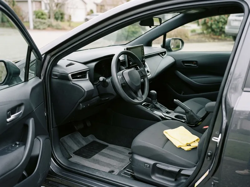 Interior de carro limpo com tablier brilhante